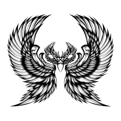 Vintage vector bird wings tattoo design