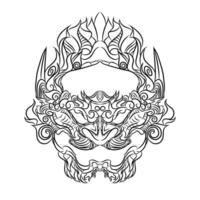 Line art barong tattoo vector