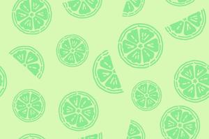 Slices of a lime hand drawn summer pattern, green flat mono color seamless background.