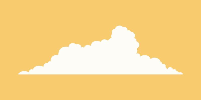 Simple Cartoon Cloud Isolated on Yellow Background Vector. Flat Design Realistic Vector Clouds.