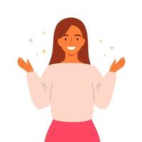 Excited expression woman cartoon vector