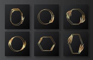 gold frame Wedding monogram logo templates collection vector