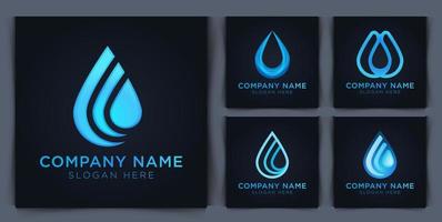 estilo lineal de plantilla vectorial de diseño de logotipo de gota de agua. logotipo de aqua de líneas de gotas azules