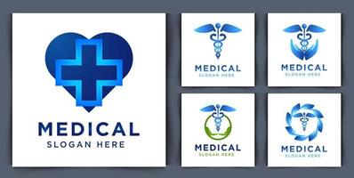 conjunto de iconos de símbolo de caduceo de colección. ilustración de vector de icono de símbolo de medicina. Signo de atención médica aislado sobre fondo blanco.