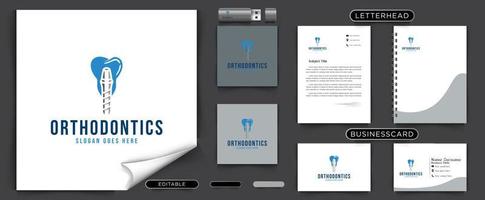 dental implant, stirrup teeth logo Ideas. Inspiration logo design. Template Vector Illustration. Isolated On White Background