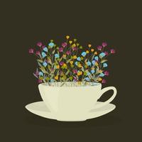 flores de pradera en la taza de cerámica. vector