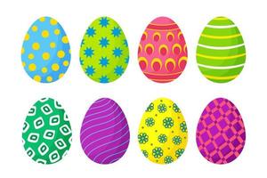 Conjunto de coloridos huevos de Pascua. vector