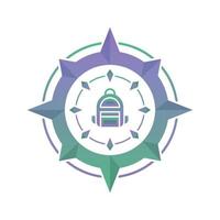backpack compass logo gradient design template icon vector