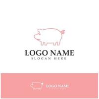 pig logo, pork cooking, pork oil and pork food restaurant icon. With vector icon concept