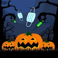 the Halloween concept during the coronavirus pandemic vector
