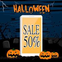 The mobile phone with the background on Halloween. vector