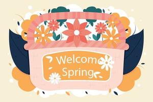 bienvenido día de primavera ilustración plana vector