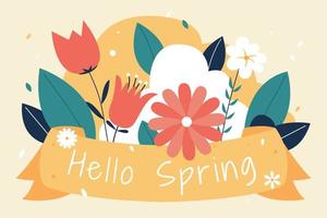 Hello Spring Day Flat Illustration vector