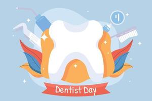 Celebration National Dentist Day Flat Illustration vector