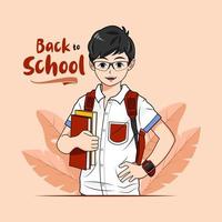 Children getting ready to go to school vector illustration free download