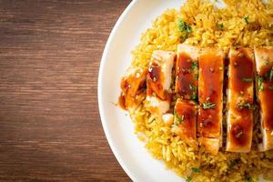 grilled sweet and chilli chicken with curry rice photo