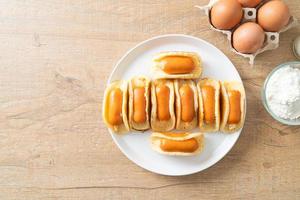 flat pancake roll with sausage photo