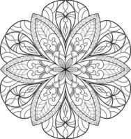 Circular Flower Mandala on White Free Vector