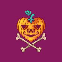 Pumpkin Love Skull Illustration vector