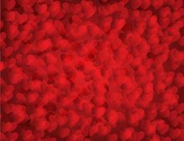 Red hearts on luxury red background. Vector Valentine's Day background. Banner for cards