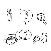 información de garabatos dibujados a mano e ilustración de icono relacionado con la mesa de ayuda vector