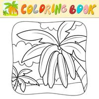 Coloring book or Coloring page for kids. Bananas black and white vector illustration. Nature background