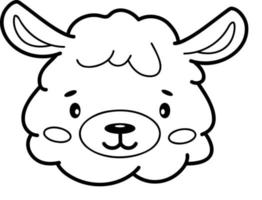 Coloring book or page for kids. Lama black and white outline illustration. vector