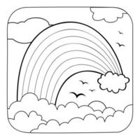 Rainbow black and white. Coloring book or Coloring page for kids. Nature background vector illustration