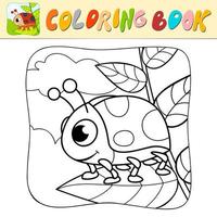 Coloring book or Coloring page for kids. ladybug black and white vector illustration. Nature background