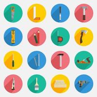 Editable Vector of Carpentry Equipment Illustration Icons Set in Flat Style with Long Shadow