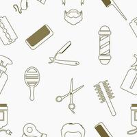 Outline Style Barber Equipment Illustration Icons Seamless Pattern for Creating Background vector