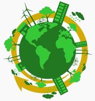 Editable Vector Art of Earth Illustration with Spinning Arrow for Earth Day or Green Life Environment Campaign