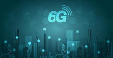 6G technology concept. network technology in city life concept background. global connection and internet network concept, new generation networks. vector design