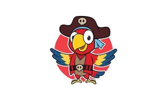 diseño de logotipo de mascota de loro pirata vector