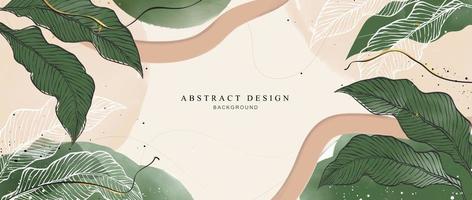 Abstract art background creative. leaves and botanical line art wallpaper. Brush style. painting for postcard, wall decor, print, card, wallpaper, background. vector design