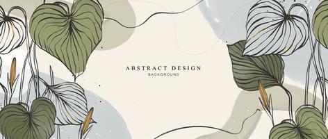 Abstract art background creative. leaves and botanical line art wallpaper. Brush style. painting for postcard, wall decor, print, card, wallpaper, background. vector design