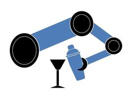 Robots bartenders, Stylized robotic arm and cocktail shaker, suitable for logo or branding design vector