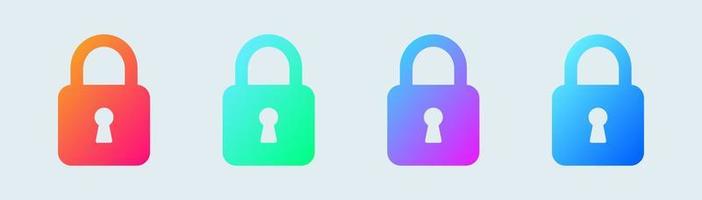 Locked solid icon in gradient colors. Padlock vector icon.