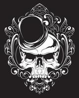 ilustración de arte de calavera de mago y diseño de camiseta vector