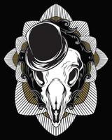 ilustración de arte de cráneo animal mago y diseño de camiseta