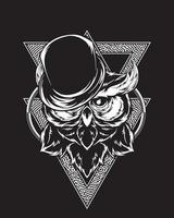 magician owl artwork illustration and t shirt design vector