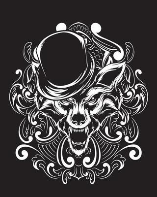 magician wolf artwork illustration and t shirt design