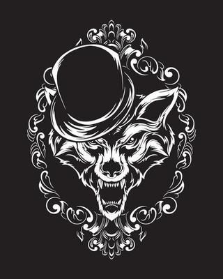 magician wolf artwork illustration and t shirt design