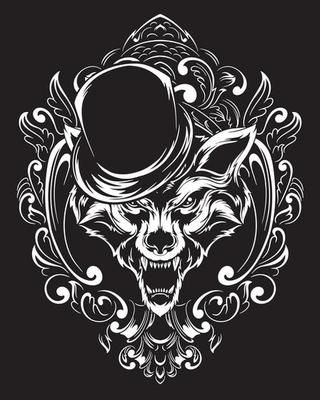 magician wolf artwork illustration and t shirt design