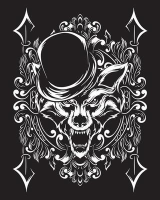 magician wolf artwork illustration and t shirt design