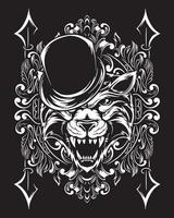 ilustración de arte de tigre mago y diseño de camiseta
