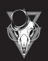 magician animal skull artwork illustration and t shirt design vector