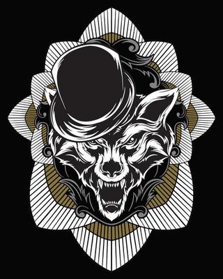 magician wolf artwork illustration and t shirt design