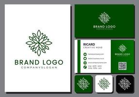flower beauty care logo template with business card vector
