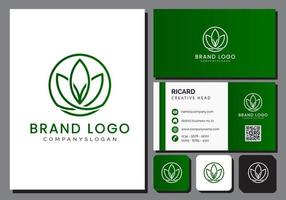 flower beauty care logo template with business card vector